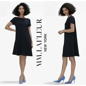 MM Lafleur Black Eliza Short Sleeve Career Office Relaxed Dress‎ Size Medium